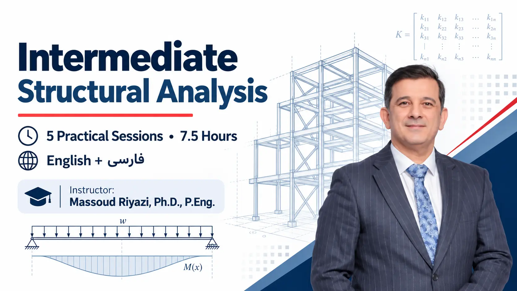 Intermediate Structural Analysis course with Massoud Riyazi; English and Persian